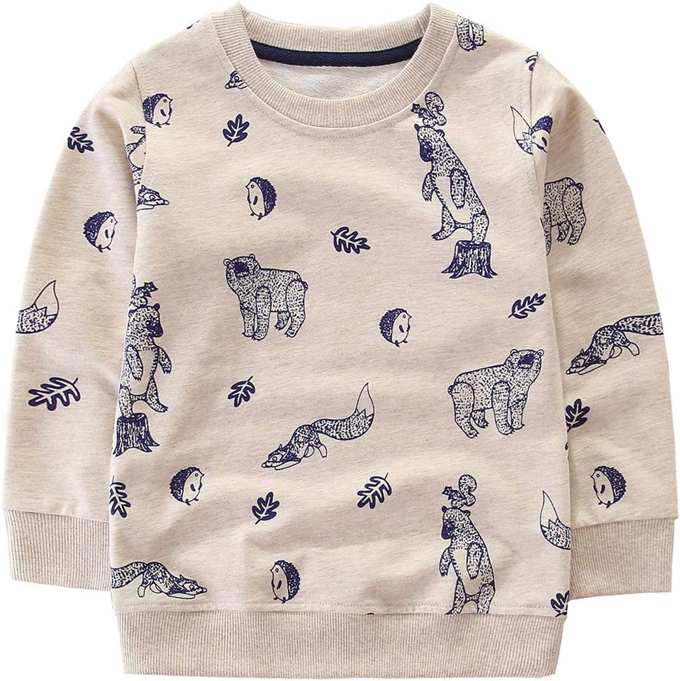 Bumeex Baby Toddler Boy’s Cotton Crewneck Long Sleeve Sweatshirt 1-7T