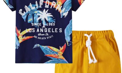 Jobakids Boy Summer Outfits Toddler Short Sets Cotton T-Shirt and Pants 2-Piece Clothes