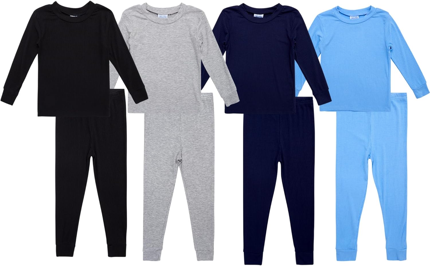 Mon Petit Boys’ Pajama Set – 8 Piece Rib Knit Sleepwear Shirt and Pajama Shorts (12M-7)