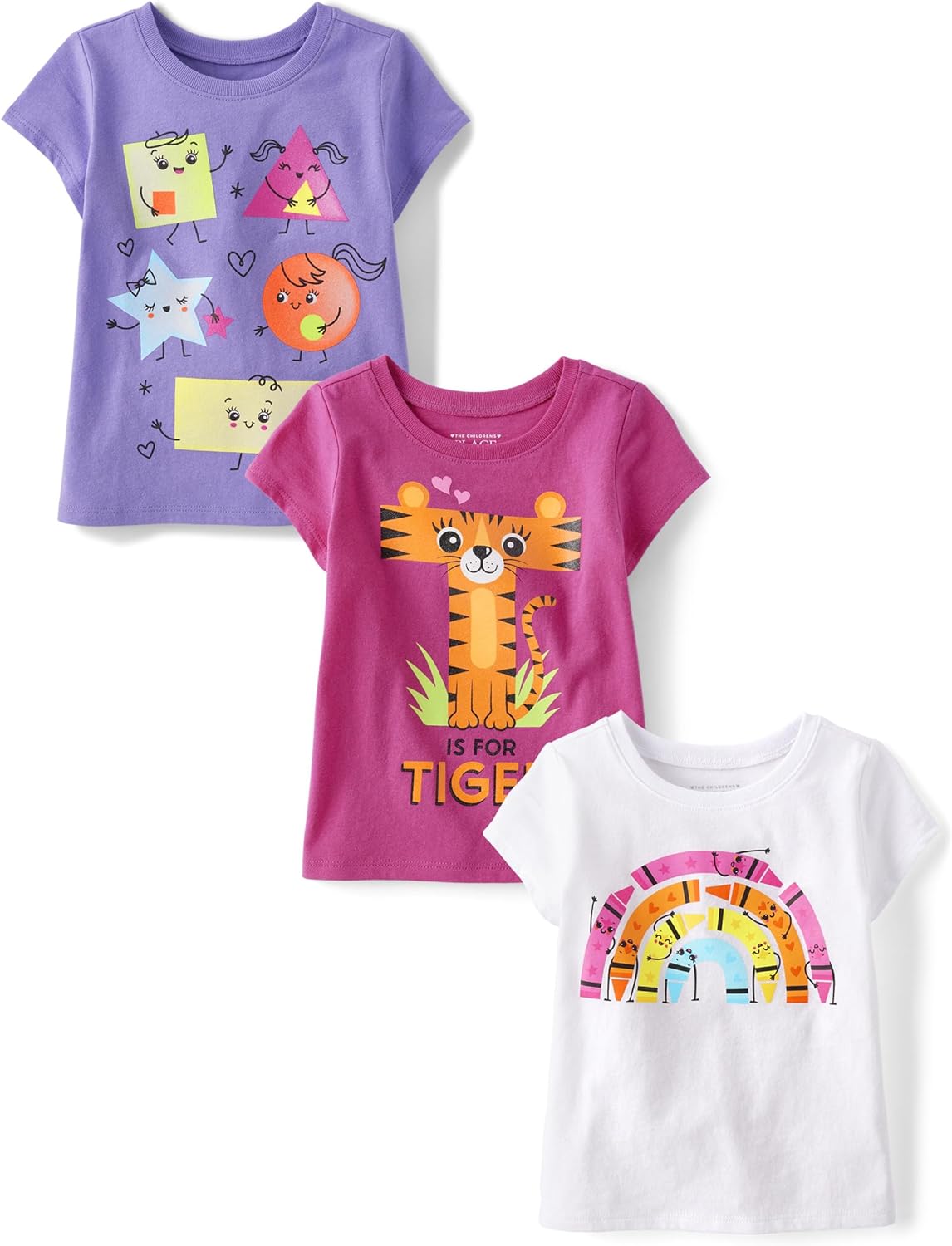 The Children’s Place Toddler Girls 3-Pack Short Sleeve Graphic T-Shirt