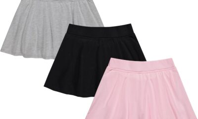 BTween 3 Pack Skorts for Girls – Kids Scooter Skirts – Skirt Layered Shorts with Floral, Solid, Tie Dye or Butterfly Prints