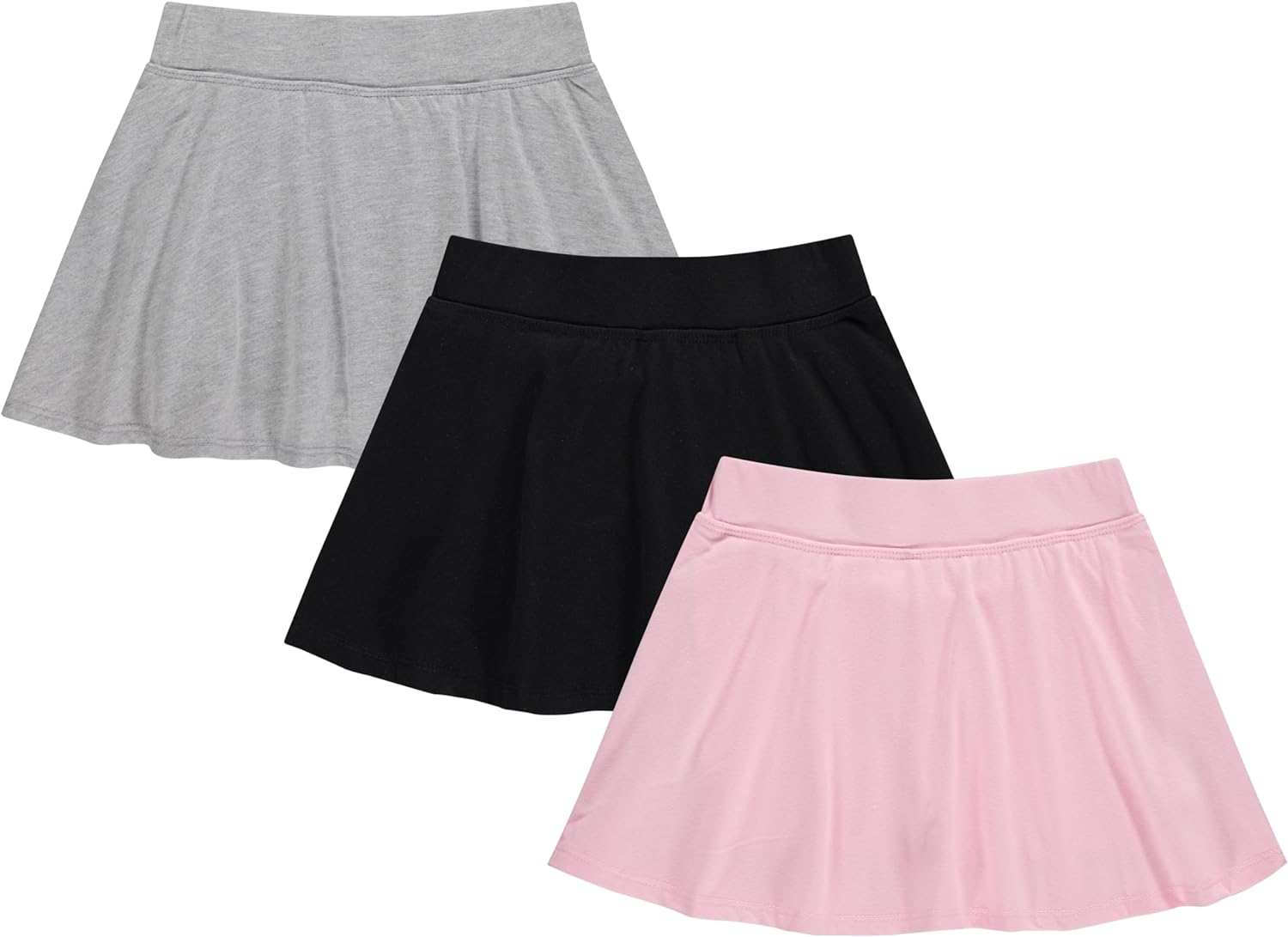 BTween 3 Pack Skorts for Girls – Kids Scooter Skirts – Skirt Layered Shorts with Floral, Solid, Tie Dye or Butterfly Prints