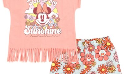 Disney Minnie Mouse Lilo & Stitch Princess Winnie the Pooh T-Shirt and French Terry Shorts Outfit Set Infant to Big Kid