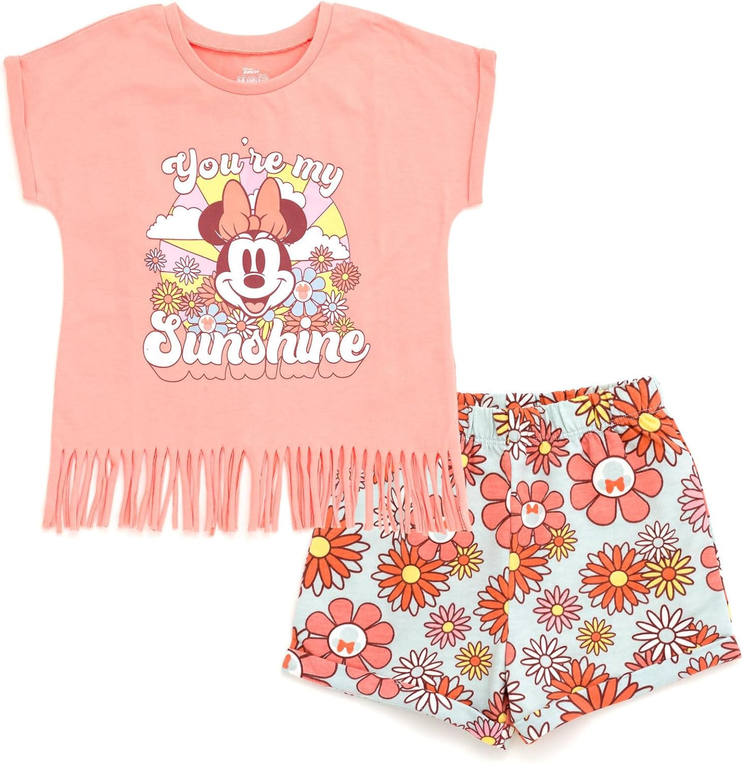 Disney Minnie Mouse Lilo & Stitch Princess Winnie the Pooh T-Shirt and French Terry Shorts Outfit Set Infant to Big Kid