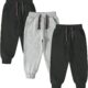 3 Pack Toddler Boys and Girls Cotton Pull on Sweatpant with Drawstring