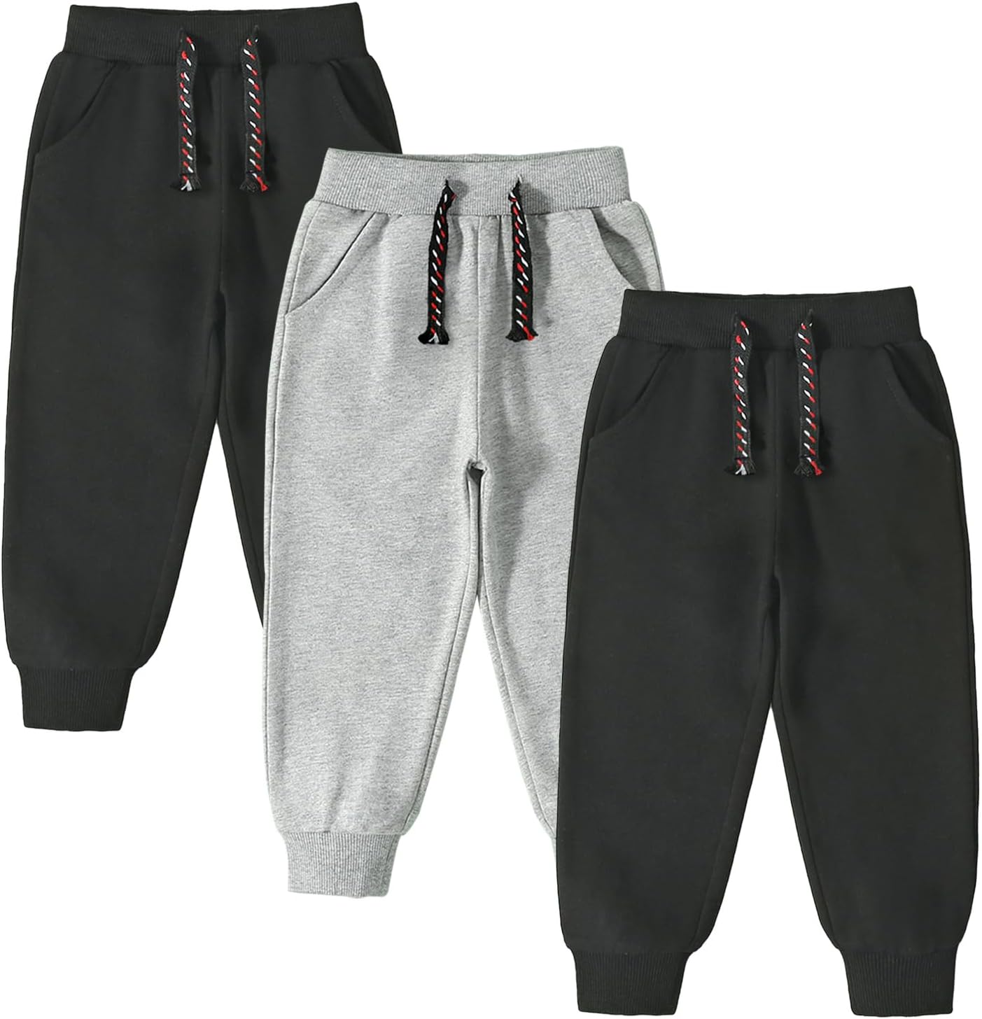3 Pack Toddler Boys and Girls Cotton Pull on Sweatpant with Drawstring