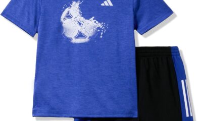 adidas Boys Short Sleeve Graphic Tee & Mesh Shorts Set