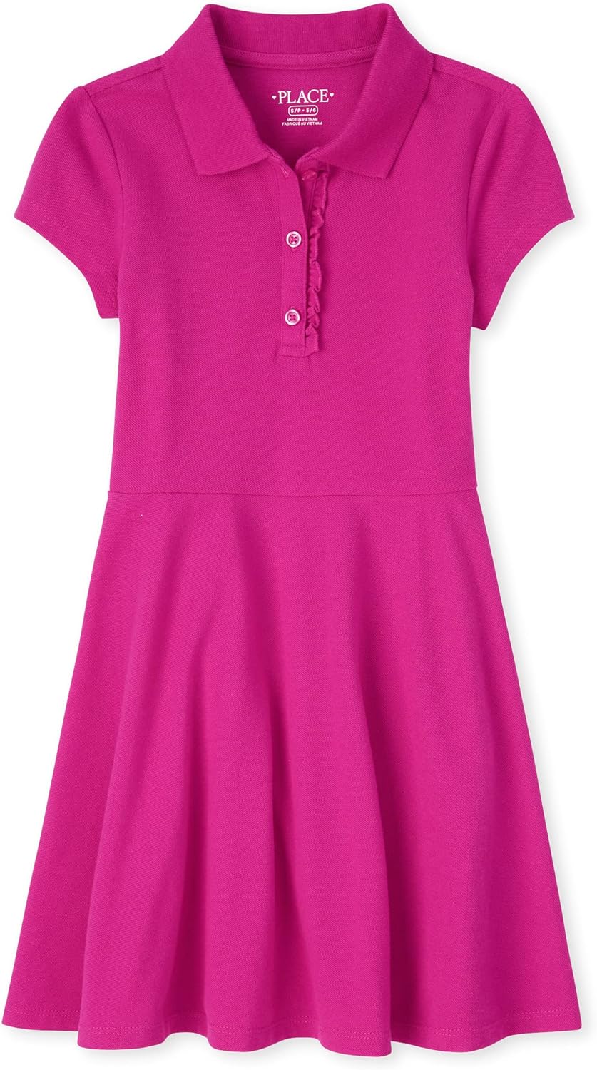 The Children’s Place Girls’ Short Sleeve Ruffle Polo Dress