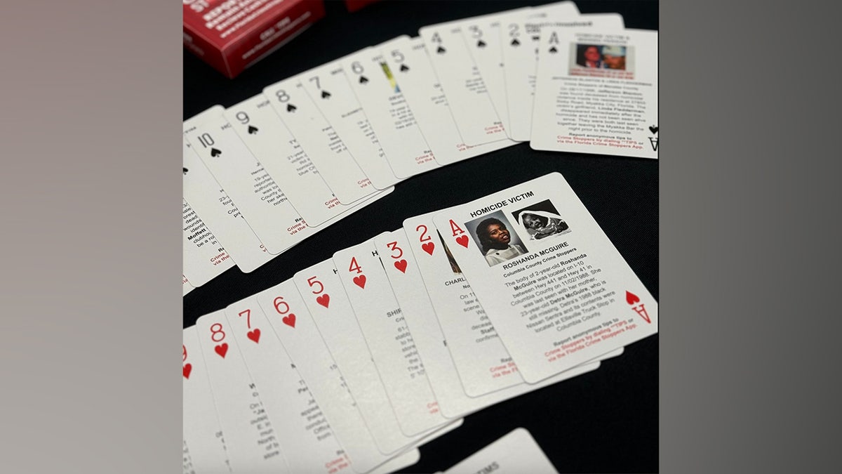deck of playing cards featuring homicide victims and missing persons.