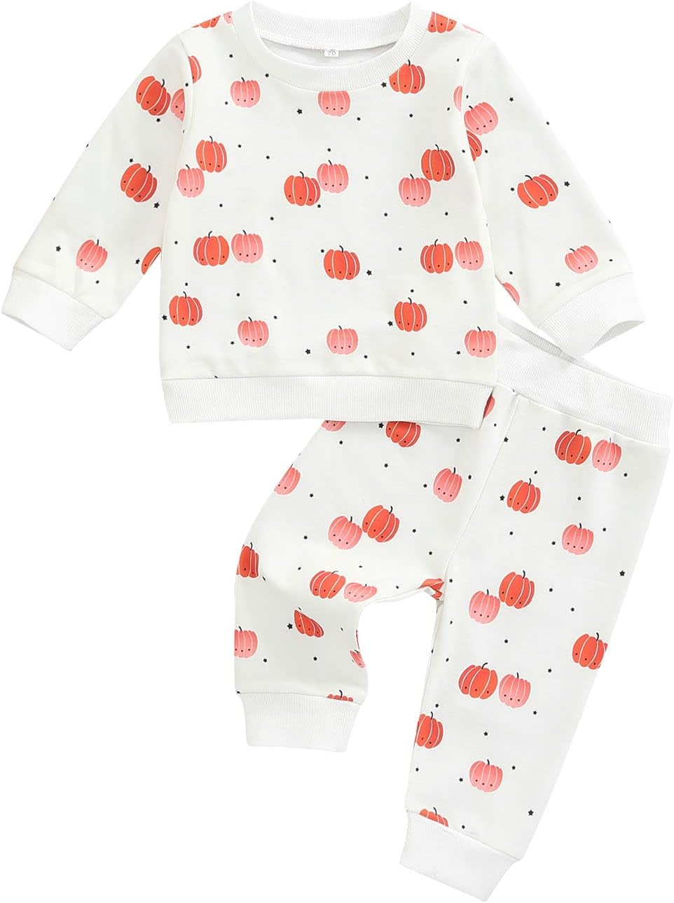 Kayotuas Baby Halloween Outfit Girl Boy Skeleton/Pumpkin Crewneck Sweatshirt Long Sleeve Top & Pants Set Fall Winter Clothes