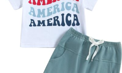 4th of July Baby Boy Outfit Infant USA Embroidered Shirt + American Flag Shorts Set Toddler Independence Day Clothes