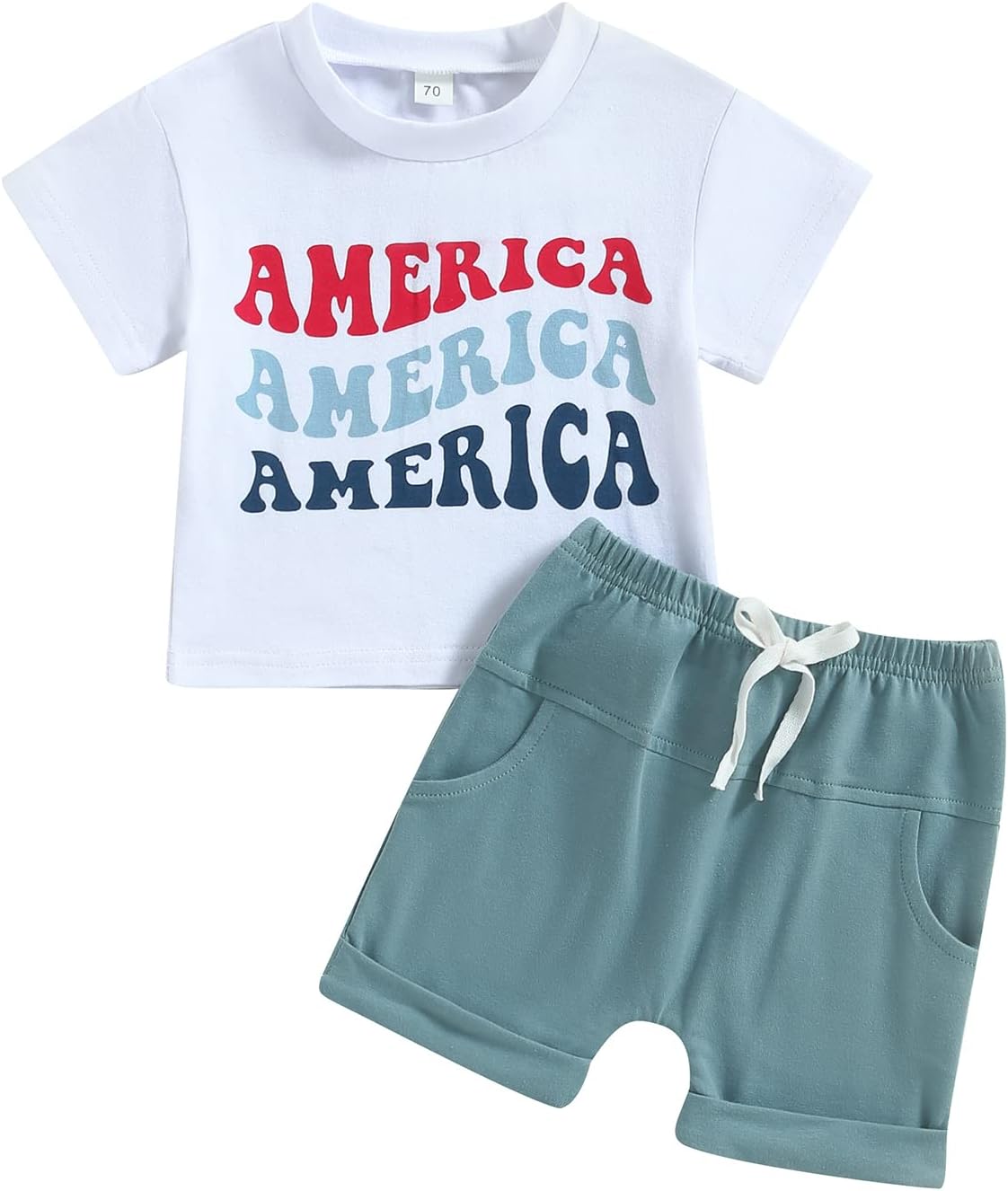 4th of July Baby Boy Outfit Infant USA Embroidered Shirt + American Flag Shorts Set Toddler Independence Day Clothes