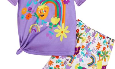 Kids Girls Toddler Girls Clothing Heart Print T Shirt Top + Polka Dot Shorts with Belt Cute Skirts Summer Short Set