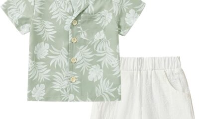 YALLET Toddler Boy Clothes Summer Outfits Short Sleeve Button Down Shirt+Shorts Baby Boy Beach Casual Clothe 1-5 Years