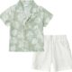 YALLET Toddler Boy Clothes Summer Outfits Short Sleeve Button Down Shirt+Shorts Baby Boy Beach Casual Clothe 1-5 Years