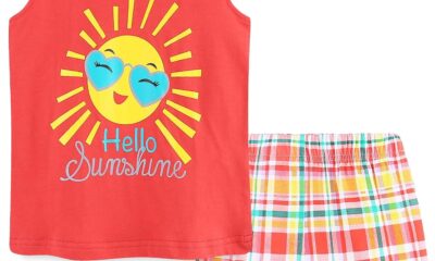 Bumeex Toddler Girls Summer Outfit Cotton Top and Shorts Clothing Set