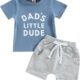 Daddys Boy Baby Clothes Dad’s Little Dude Short Sleeve Shirts and Drawstring Shorts Toddler Summer Cute Outfit