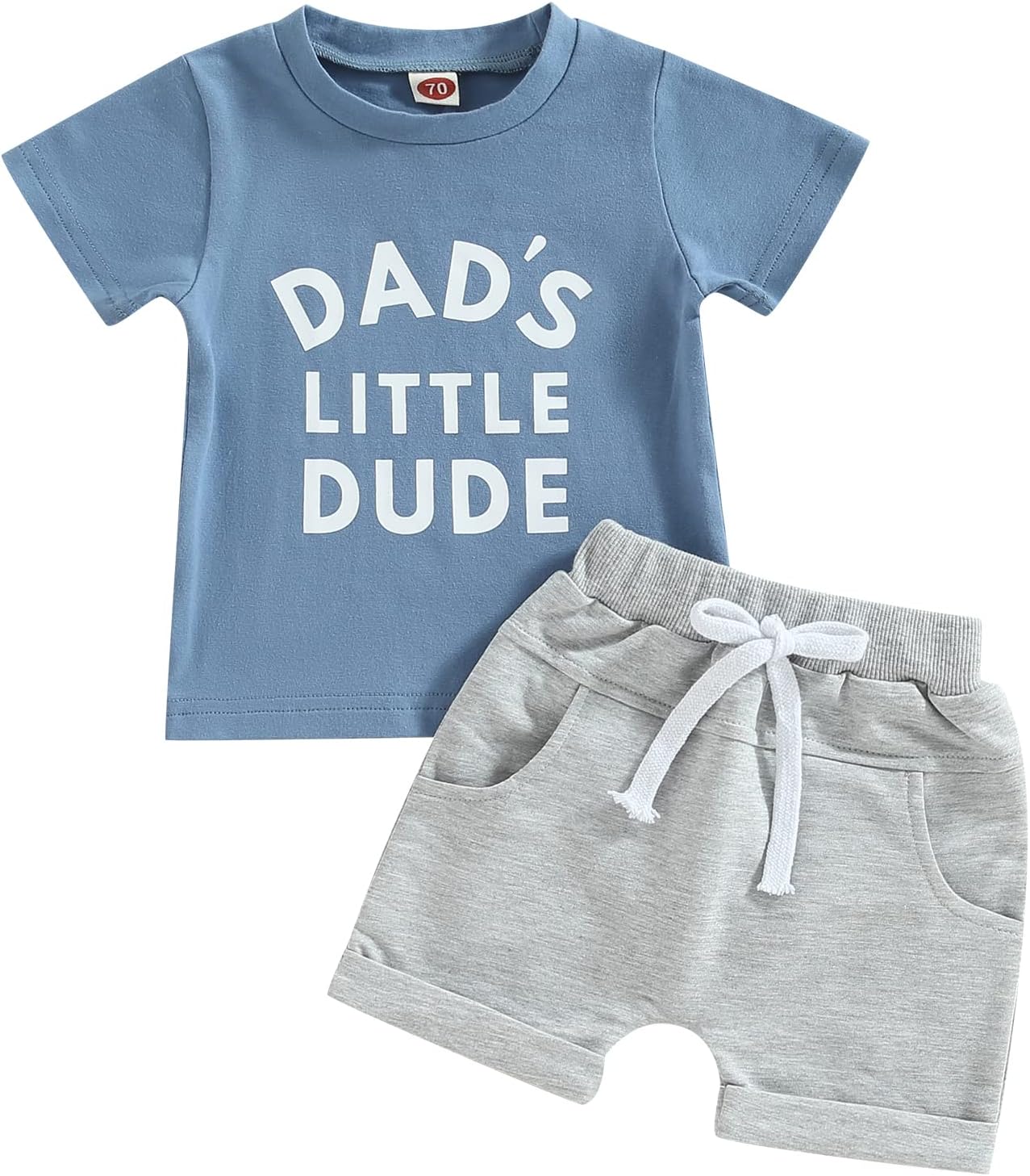 Daddys Boy Baby Clothes Dad’s Little Dude Short Sleeve Shirts and Drawstring Shorts Toddler Summer Cute Outfit