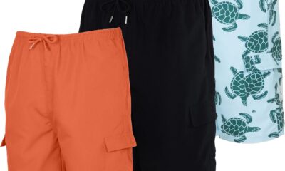 Real Essentials 3 Pack: Boy’s Swim Trunks with Cargo Pockets & Mesh Lining – UPF 50+