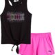 PUMA Girls’ Active Shorts Set – 2 Piece Performance Tank Top and Gym Shorts – Cute Summer Athletic Outfit for Girls (S-L)