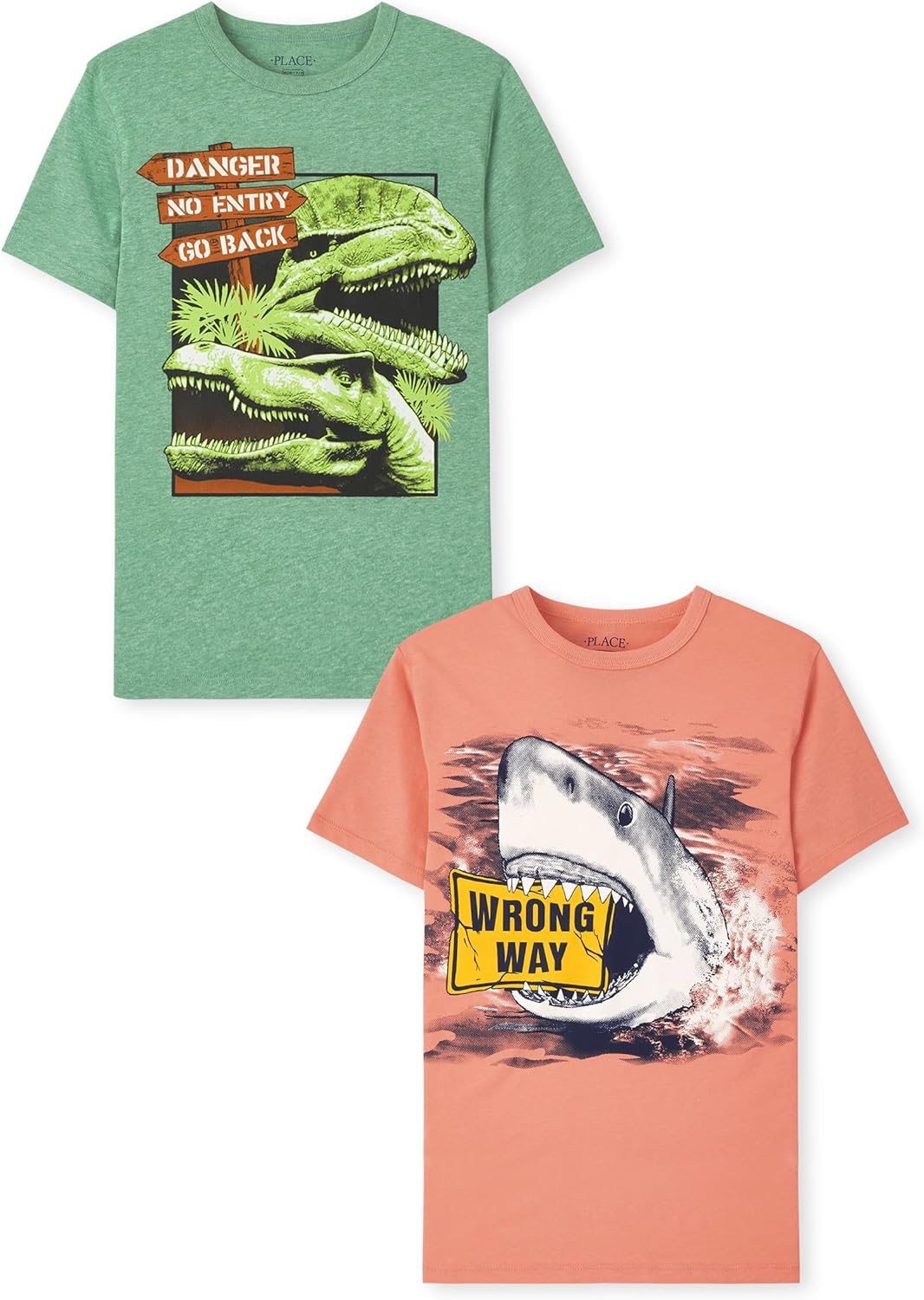The Children’s Place Boys’ Dino Short Sleeve Graphic T-Shirts,multipacks