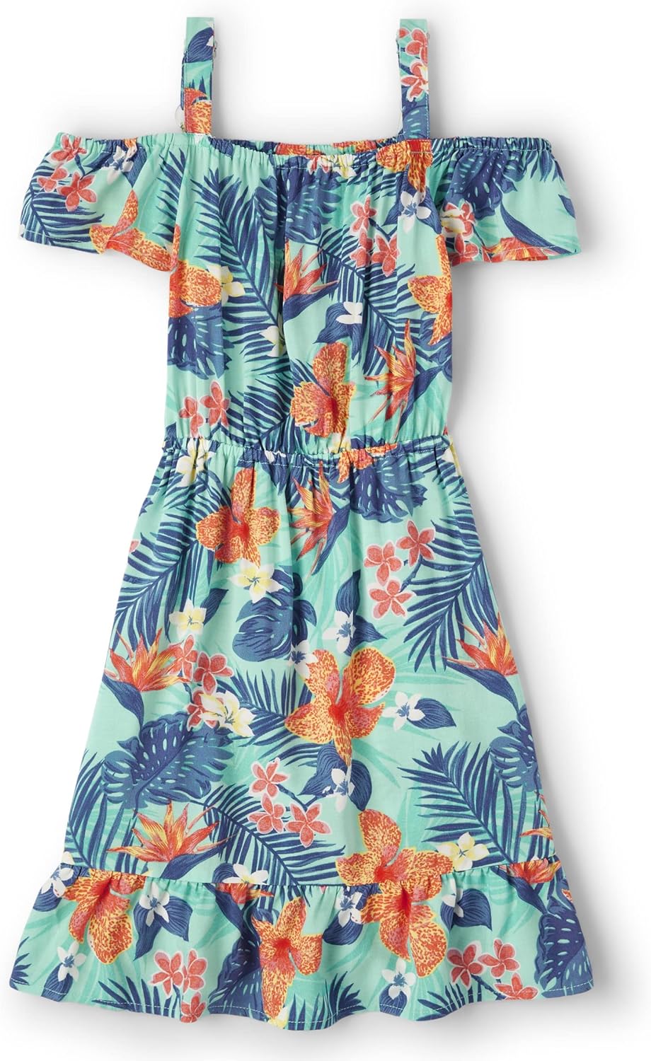 The Children’s Place unisex child Matching Family Tropical Off Shoulder Short Sleeve Dress