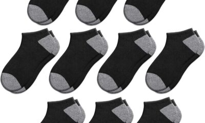 Comfoex 10 Pairs Boys Socks 4-6 6-8 8-10 Years Old Low Cut Ankle Athletic Socks For Kids Short Half Cushioned Socks