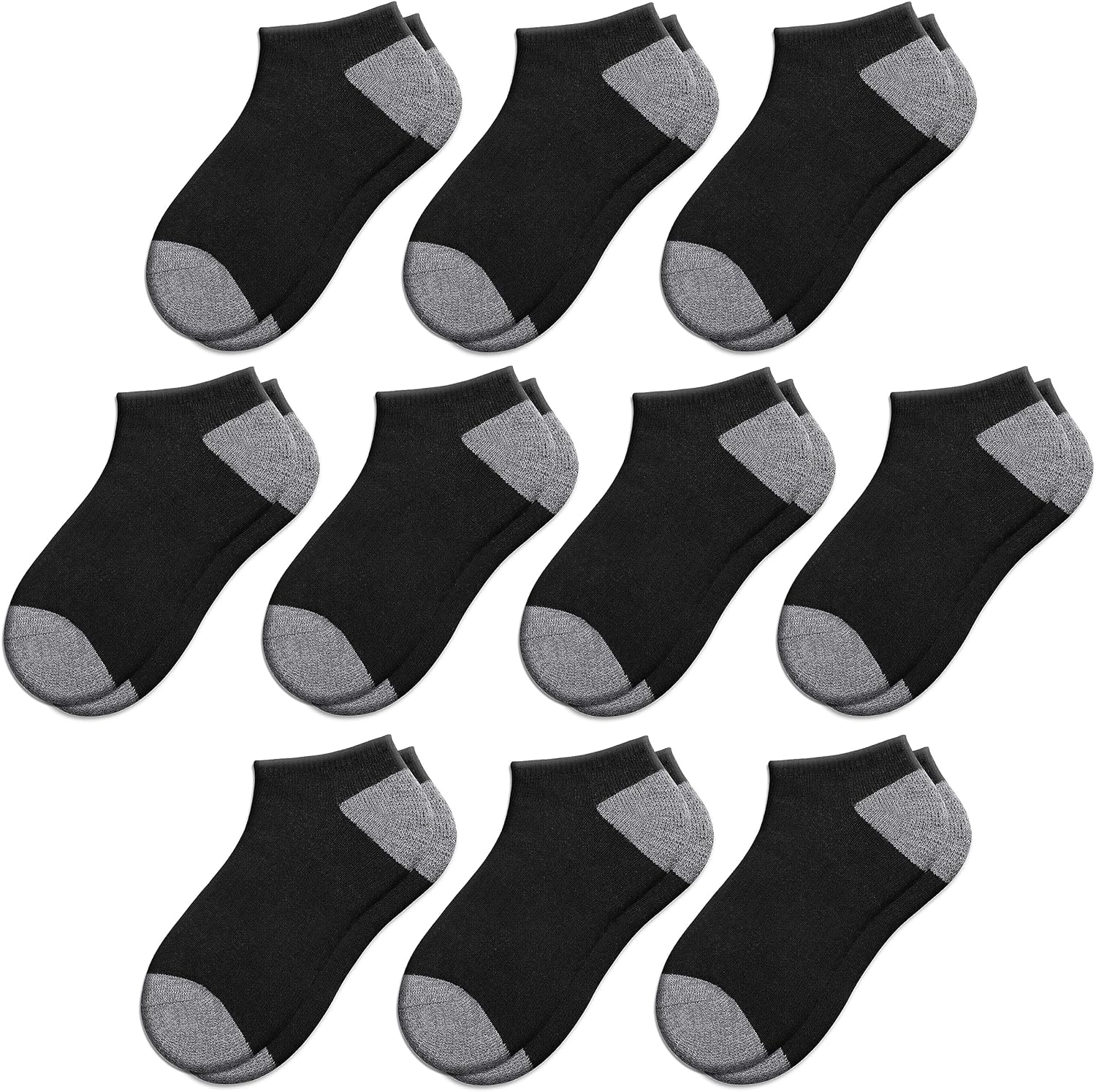 Comfoex 10 Pairs Boys Socks 4-6 6-8 8-10 Years Old Low Cut Ankle Athletic Socks For Kids Short Half Cushioned Socks
