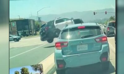 Los Angeles deputy 'basically unscathed' after cruiser goes airborne, flips after vehicle crash