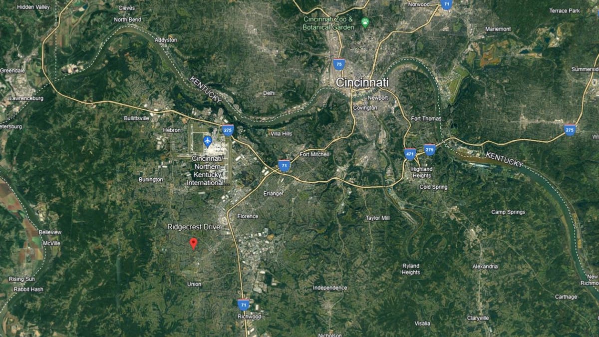 A Google Earth image of Ridgecrest Drive, Florence, Kentucky