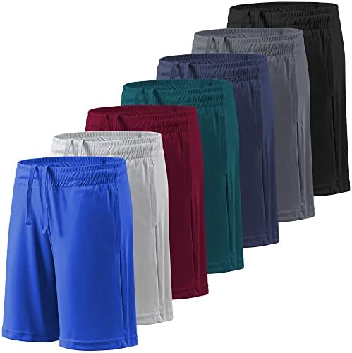 BALENNZ Boy’s 5-Pack Athletic Shorts Kids Youth Quick Dry Active Performance Basketball Shorts with Pockets Elastic Waistband
