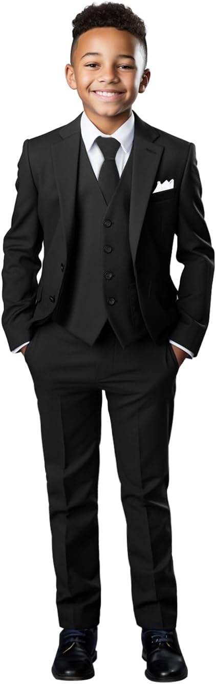 Boys Formal Suit Set 5 Pieces Fashion Slim Fit Suits