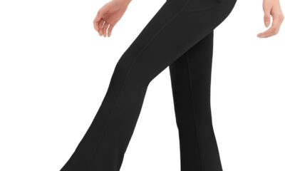 Girls Flare Leggings Kids Bell Bottom Pants Cross High Waisted Dance Yoga Flared Leggings