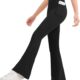 Girls Flare Leggings Kids Bell Bottom Pants Cross High Waisted Dance Yoga Flared Leggings