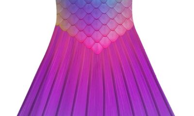 Funnycokid Girls Mermaid Dress Kids Summer Sleeveless Dresses Birthday Sundress Swing Outfit 4-13 Years