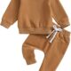 Thorn Tree Toddler Baby Boys Fall Outfits Long Sleeve Pull On Sweatshirt Elastic Waist Pants 2Pcs Solid Clothes Set