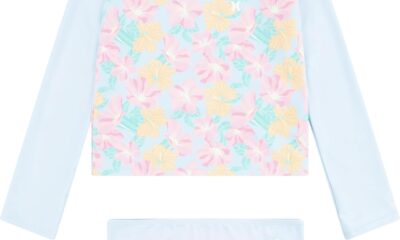 Hurley Girls’ Long Sleeve Rash Guard 2-Piece Swimsuit