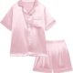 Weixinbuy Pajama Set for Kid Baby Boy Girl Button-up Silk Pajama Sleepwear Nightwear Loungewear Clothes Set Gifts for Kids