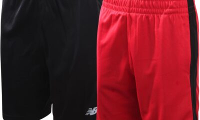 New Balance Boys’ Active Shorts – 2 Pack Performance Mesh Basketball Shorts – Workout Gym Shorts for Boys (4-20)