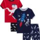 Dolphin&Fish Little Boys Cotton Short Pajamas 4 Piece Summer Kids Clothes Children Toddler Pjs