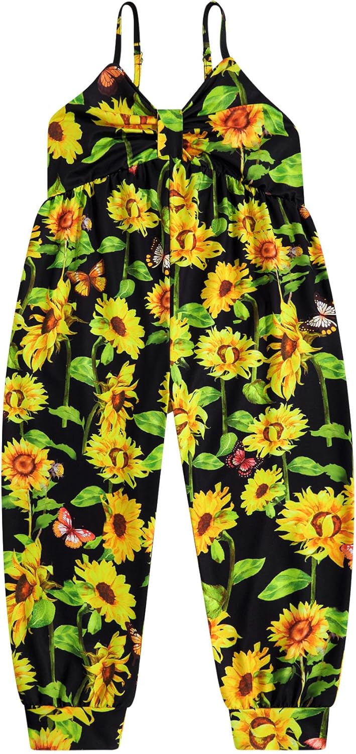 Baby Toddler Girl Romper Sleeveless Jumpsuit Summer Outfit Adjustable Pants with Pockets 1-5 Years