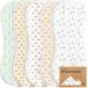 5-Pack Muslin Burp Cloths for Baby Boys and Girls – Super Absorbent Baby Burp Cloth, Viscose Derived from Bamboo Cotton Baby Washcloths, Burp Rags, Large Neutral Burp Clothes for Newborn (Roarsome)