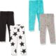 Amazon Essentials Girls’ Leggings (Previously Spotted Zebra) -Discontinued Colors, Pack of 4, Black/Blue/Grey Stars/White Superstar, XX-Large