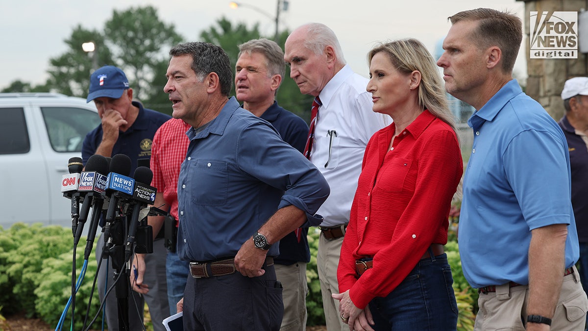 House Committee on Homeland Security Chairman Mark E. Green (R-TN) speaks to the press alongside US Representatives at the Butler Farm Show