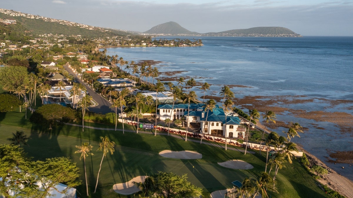 An aerial view of the Sony Open in Hawaii at Waialae Country Club