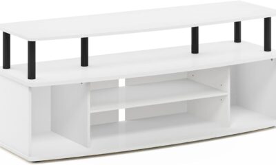 Furinno Jaya Large Entertainment Center Hold up to 55-in TV, Inch, White/Black