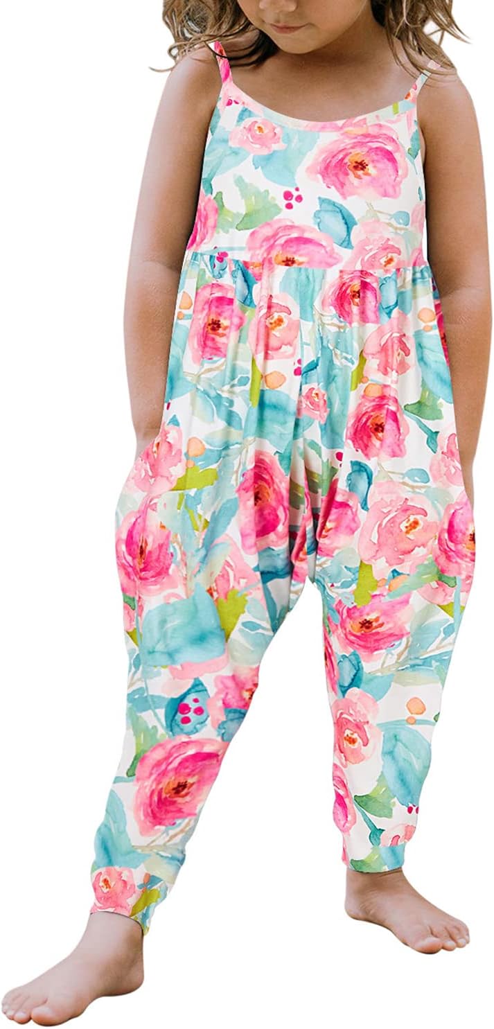 Yousie Toddler Girls Kids Jumpsuit One Piece Floral Dinosaur Playsuit Strap Romper Summer Outfits Clothes