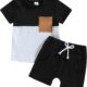 YINGISFITM Toddler Baby Boy Clothes Letter Short Sleeve T Shirt Top Boys Shorts with Pocket Cute Summer Outfit 2Pcs Set