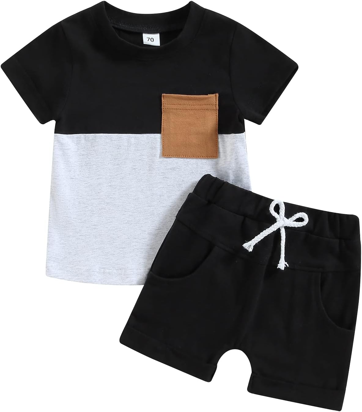 YINGISFITM Toddler Baby Boy Clothes Letter Short Sleeve T Shirt Top Boys Shorts with Pocket Cute Summer Outfit 2Pcs Set