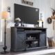 Farmhouse TV Stand for 80 Inch TVs, 39″ Tall Entertainment Center w/Double Sliding Barn Door, Large Media Console Cabinet w/Soundbar & Adjustable Shelves for Living Room, 70inch, Dark Grey